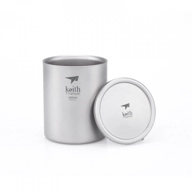 Keith Double Wall Titanium Mug with Lid 450 ml