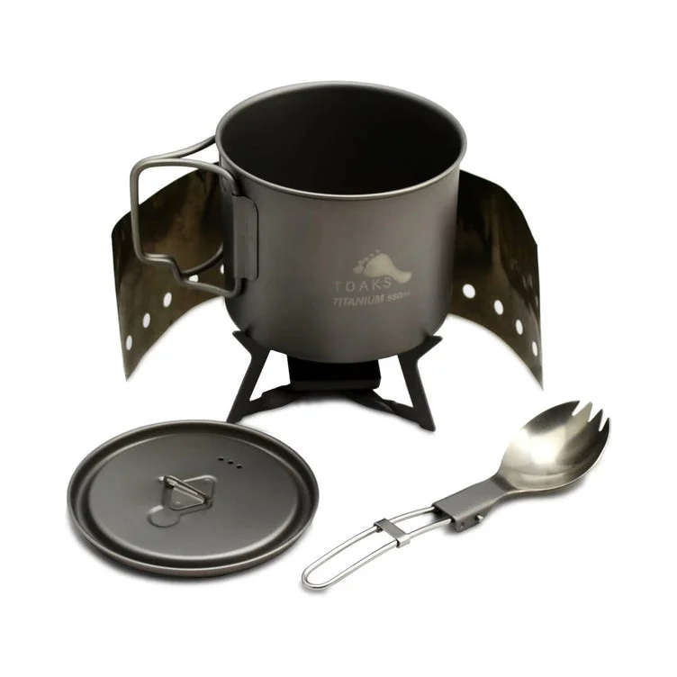 Toaks Cook Set with 550ml Pot and Solid Fuel Stove